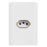 Cj Tomada 10A Horizontal 4x2 - Novara Branco C/ Ouro Rose